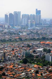 Cityscape against clear sky