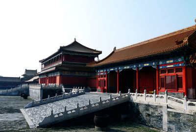 View of temple building against clear sky