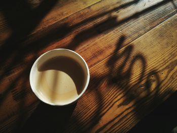 High angle view of coffee on table