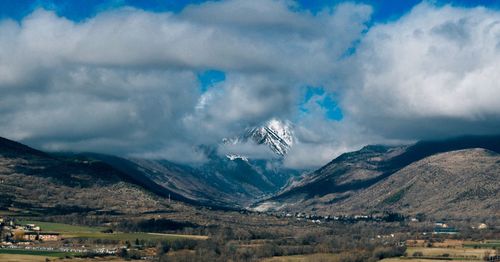 Scenic view of mountains against sky