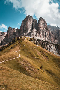 Scenic view of landscape and mountains against sky