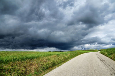 Scenic view of field against cloudy sky