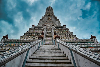 Low angle view of temple building against sky