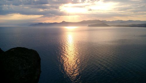 Scenic view of sea during sunset