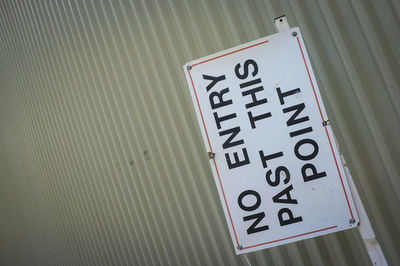 Close-up of information sign