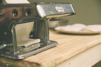 Close-up of sewing machine