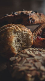 Close-up of fresh bread in tray