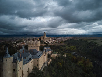 High angle view of townscape against sky