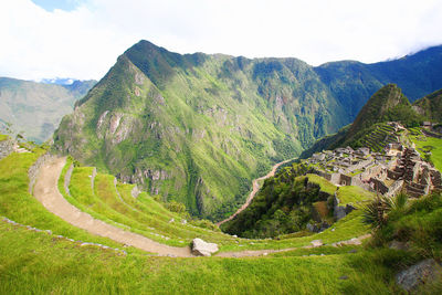 Panoramic view of landscape and mountains against sky