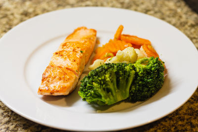 High angle view of meal served in plate