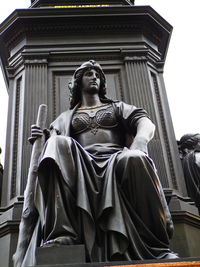 Low angle view of statue against temple