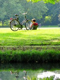 Bicycle by lake