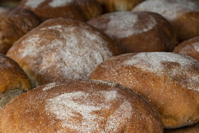 Close up breads on market stall