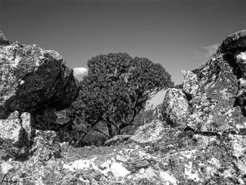 Low angle view of rock formation