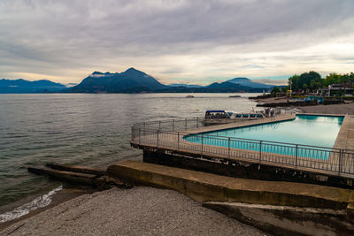 Scenic view of lake against sky