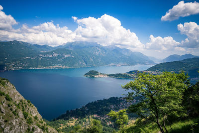 Panoramic view at lake como / lago di como in italy.