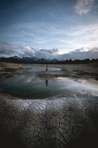 Scenic view of lake against sky