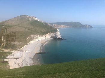 High angle view of beach against sky