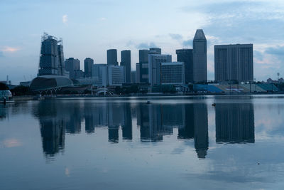 Singapore marina bay skyline early morning. landscape shot