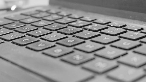 Close-up of computer keyboard on table