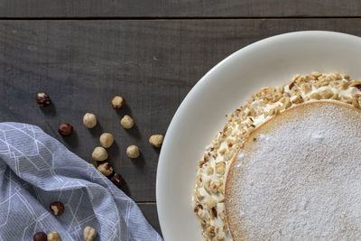 High angle view of breakfast on table