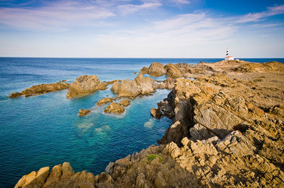 Scenic view of sea against cloudy sky