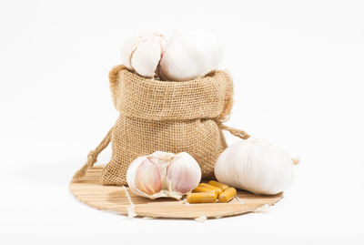 Close-up of food against white background