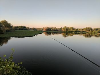 Scenic view of lake against clear sky