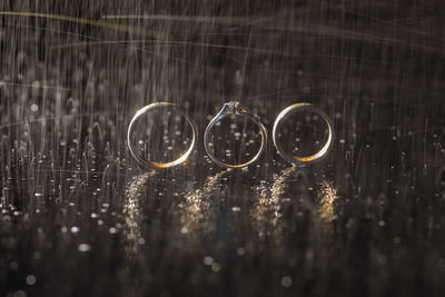 Close-up of water drops on glass