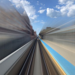 Blurred motion of train against sky