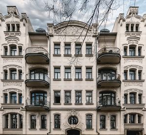 Low angle view of residential building against sky