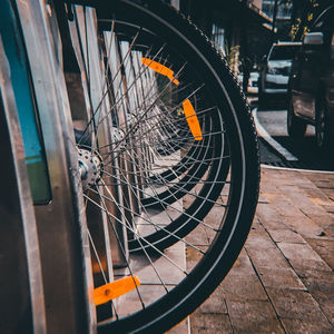 High angle view of bicycle parked on street