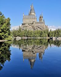 Reflection of building in lake