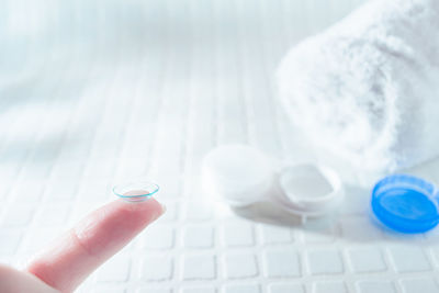 Close-up of hand holding ice cream