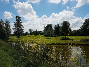 Scenic view of lake against sky