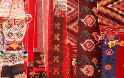 Full frame shot of multi colored hanging at market stall