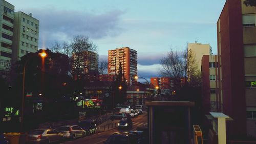 City lit up at night