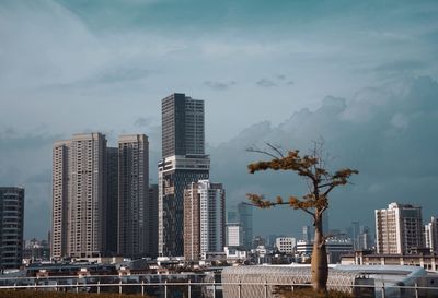 Modern buildings in city against sky