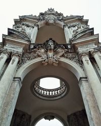 Low angle view of temple against building