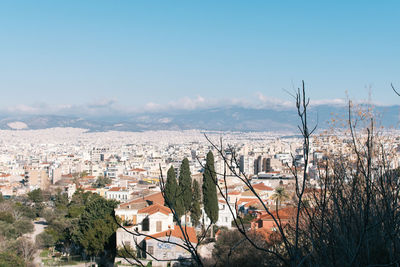 High angle view of town