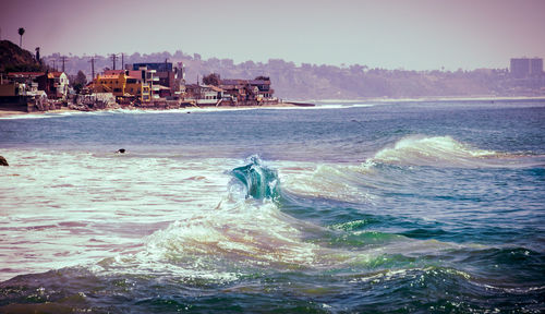 Scenic view of sea against clear sky