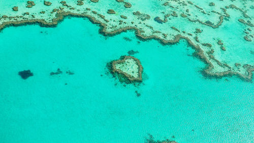 High angle view of blue sea