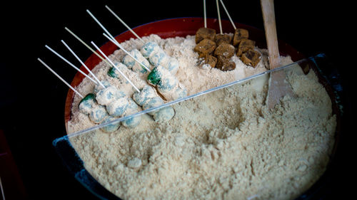 High angle view of food in container