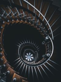 High angle view of spiral stairs