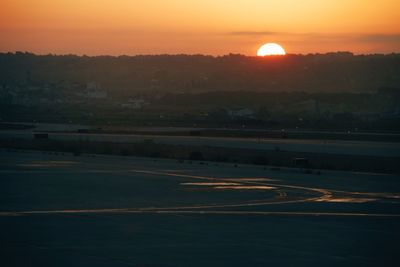 View of road at sunset