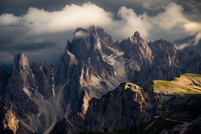 Panoramic view of mountain range against sky