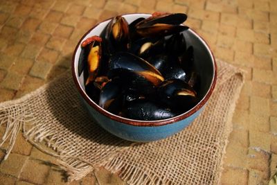Close-up high angle view of bowl on table