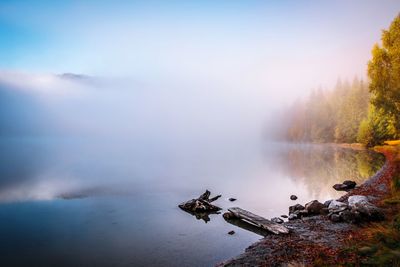 Scenic view of lake against sky