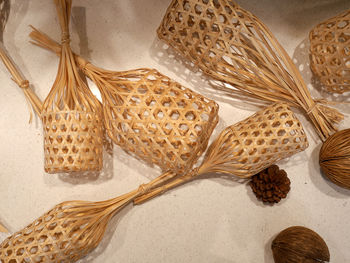 High angle view of ice cream in basket