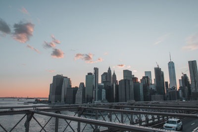 Panoramic view of buildings against sky during sunset